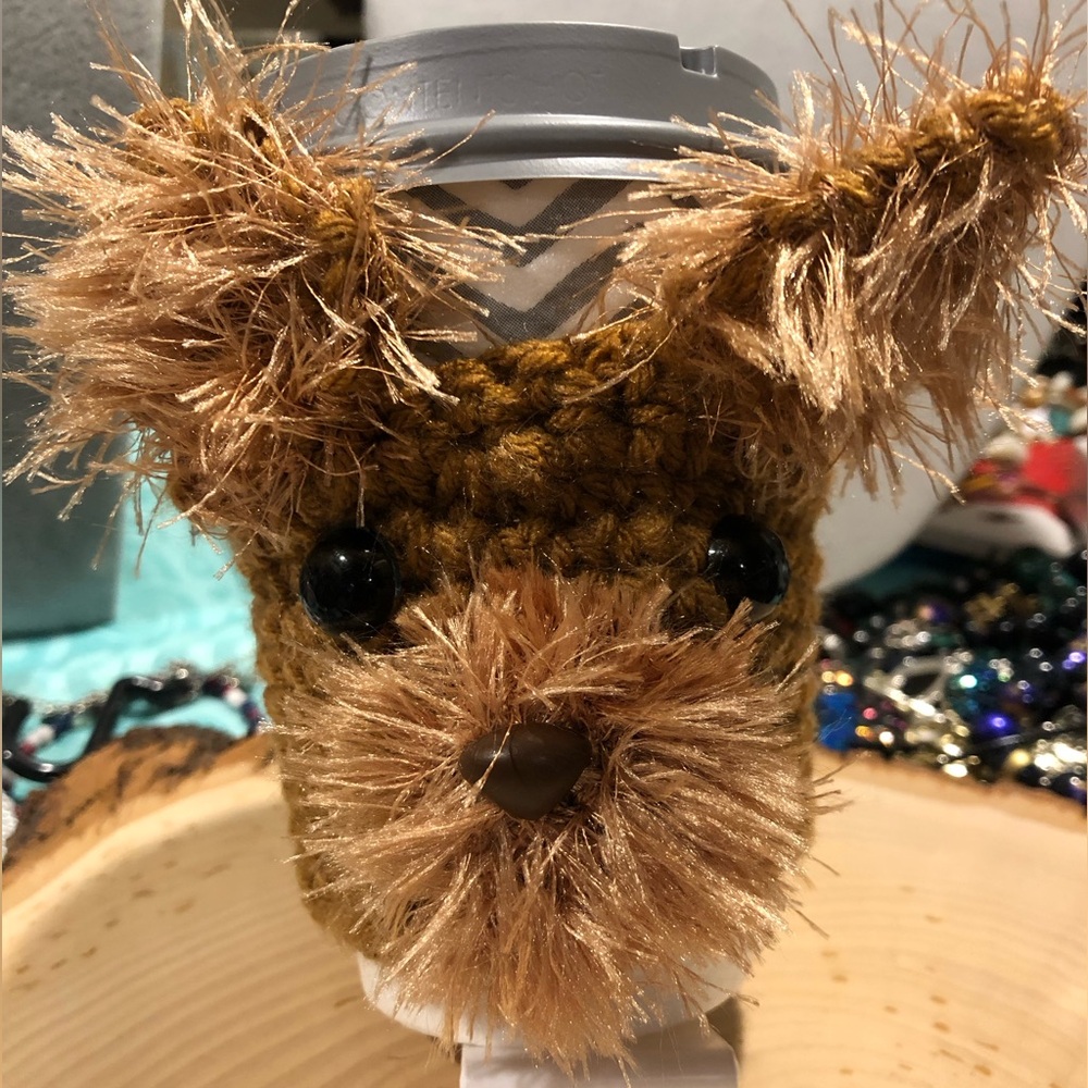 Coffee Cup Cozy Cozzie  pointed ears dog crochet